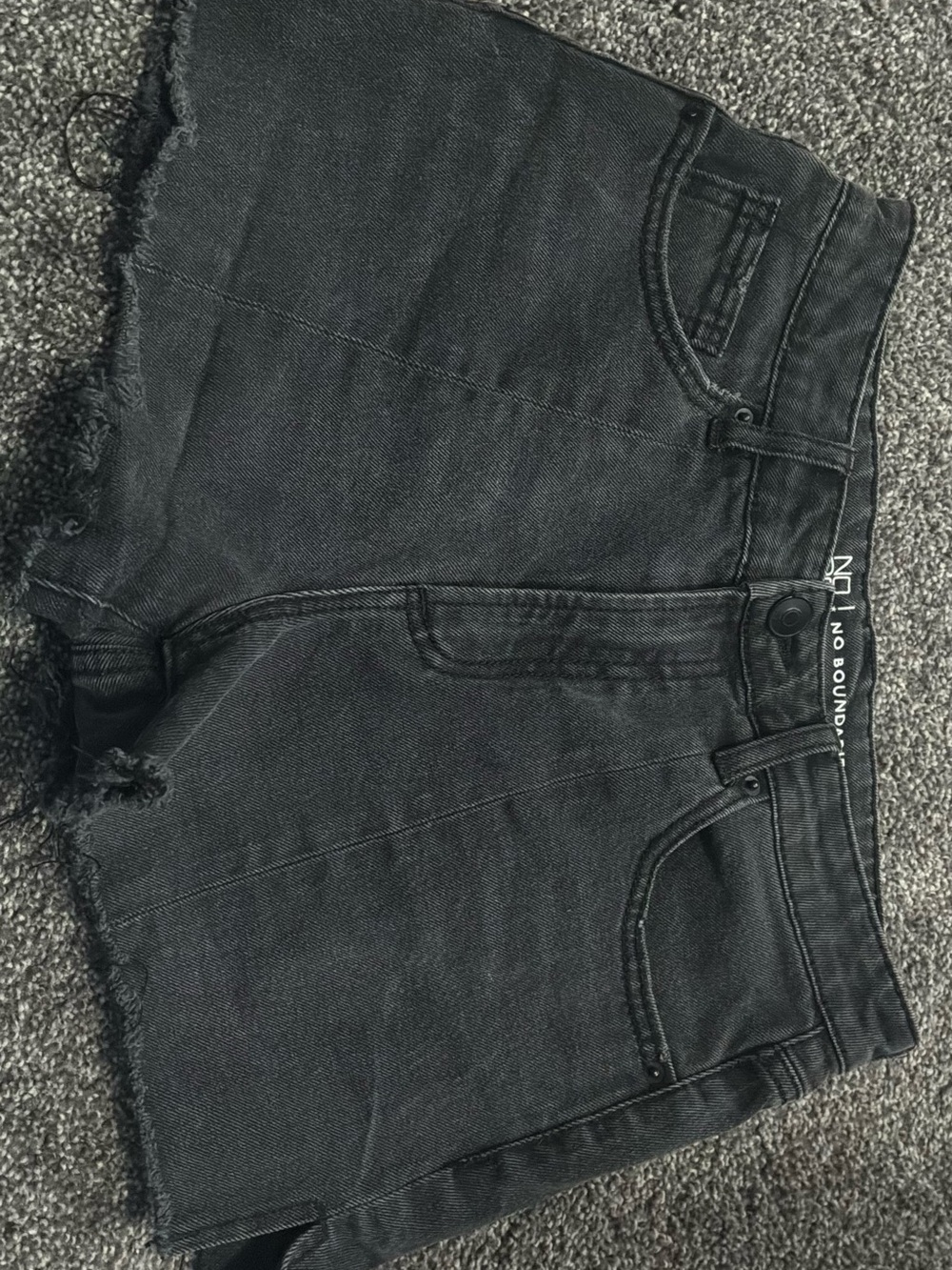 No Boundaries Black Frayed Hem High-Rise Denim Shorts